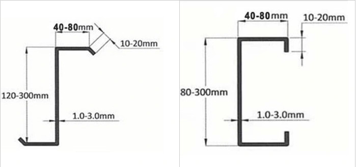 80-350 CZ Purlin Roll Forming Machine με σύστημα ελέγχου PLC και λειτουργία υδραυλικής κοπής