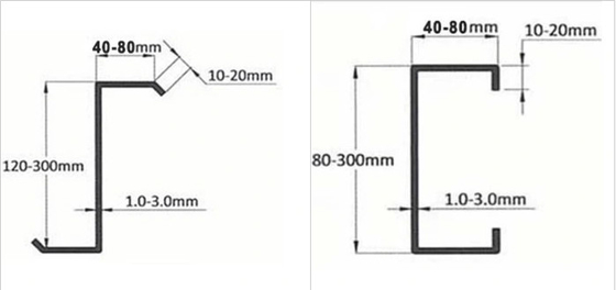 80-350 CZ Purlin Roll Forming Machine με σύστημα ελέγχου PLC και λειτουργία υδραυλικής κοπής