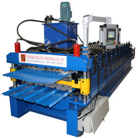 Γυαλί κεραμοσκεπή 0,25 διπλής στρώσης Roll Forming Machine Gearbox Drive Plc Control